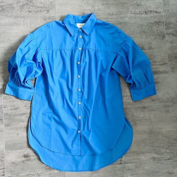 Anthropologie Tops - Anthropologie Maeve Blue Button-Down Oversized Tunic Blouse Size S